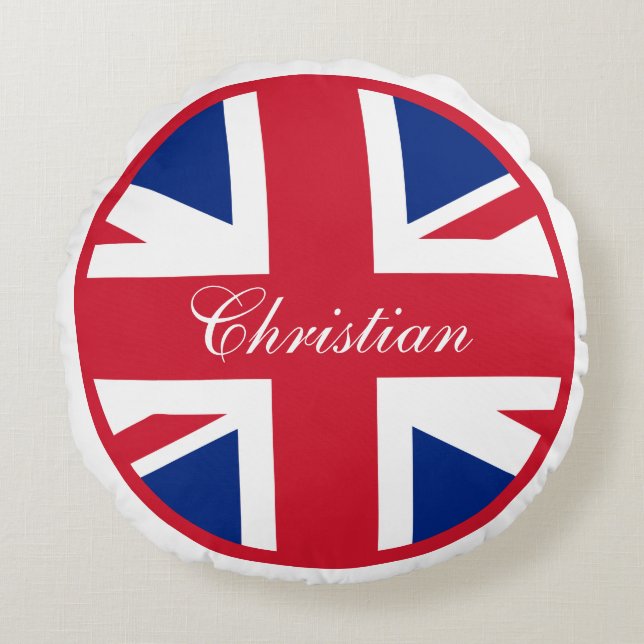Personlig Union Jack British Flagga Rund Kudde (Framsidan)