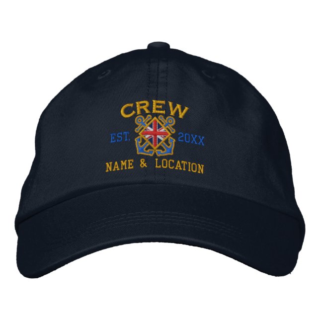 Personlig Union Jack Flagga Crew Nautical Broderad Keps (Framsida)