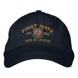 Personlig Union Jack Flagga First Mate Nautical Broderad Keps