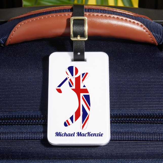 Personlig Union Jack Golfer Bagagebricka (Framsida Insitu 2)