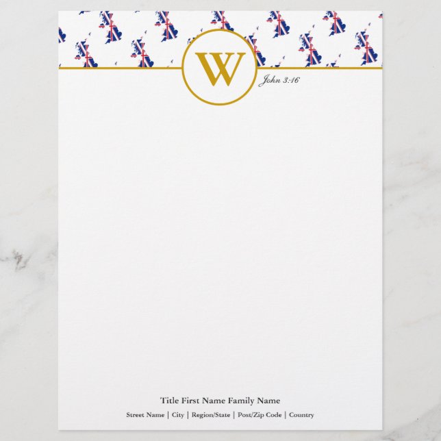 Personlig UNION JACK UK Karta Letterhead Brevhuvud (Framsida)
