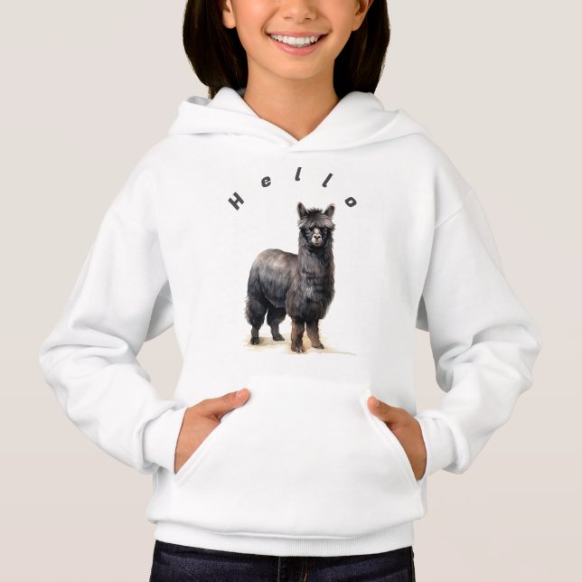 Personlig Unisex Barns Hej Llama. Llama T Shirt (Framsida)