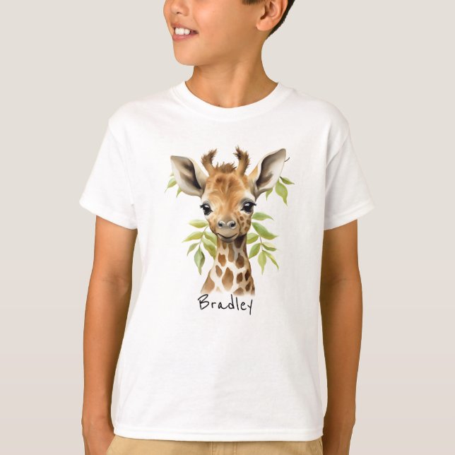 Personlig Unisex Giraffe T-Shirt för barn (Framsida)