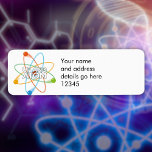 Personlig UP AND ATOM Science Adress Returadress Etikett<br><div class="desc">Coola,  trendigets vetenskap inspirerade till att rikta in sig på etiketter som är designade som en gåva till alla vetenskapsmän,  vetenskapslärare,  science studenter,  i kort,  alla vetenskapsmän i ditt liv (och det inkluderar dig)! Designad av Thisisnotme©</div>