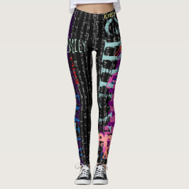 Personlig Upprepande namn 5 brev Musik noter Leggings