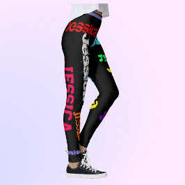 Personlig Upprepande Namn Black Bold Leggings