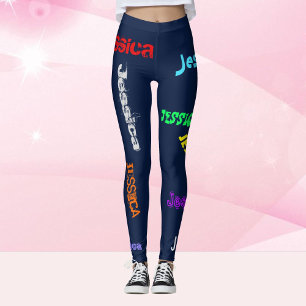 Personlig Upprepande NAMN Brev Leggings Black