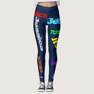 Personlig Upprepande Namn svart fetstil Leggings