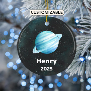 Personlig Uranus Ornament, Solar System, Planet Julgransprydnad Keramik