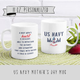 Personlig US Navy Mamma Gift Kaffemugg