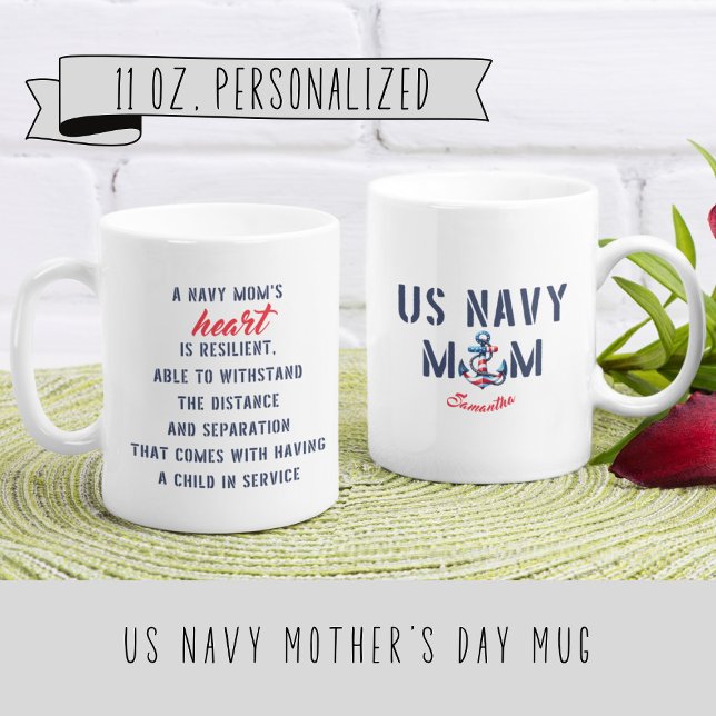 Personlig US Navy Mamma Gift Kaffemugg (Skapare uppladdad)