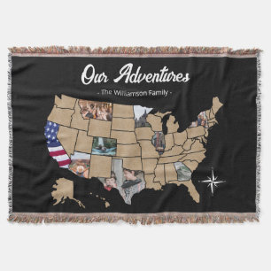 Personlig US Travel Karta Blanket Filt