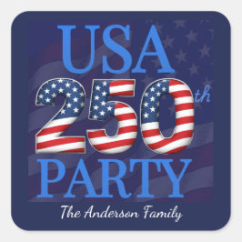 Personlig USA 250-årsjubileumsfest Fyrkantigt Klistermärke