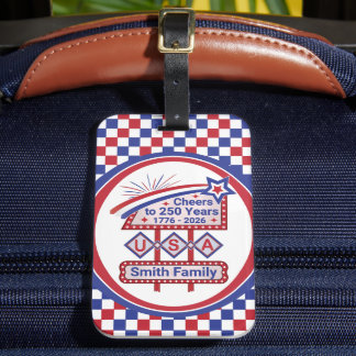 Personlig USA 250 – Patriotisk Retro-Markis Bagagebricka