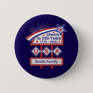 Personlig USA 250 – Patriotisk Retro-Markis Knapp