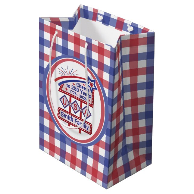 Personlig USA 250 – Patriotisk Retro Marquee (Baksidan Vinklad)