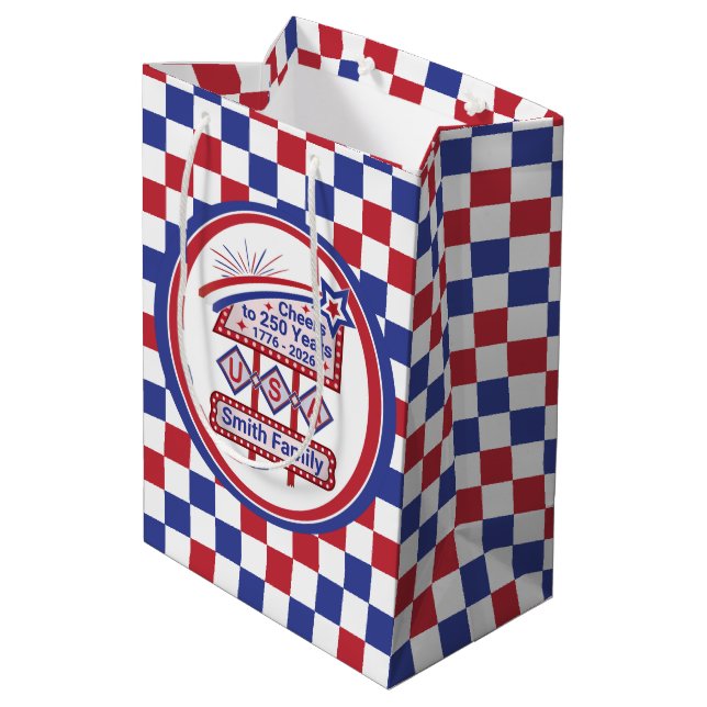 Personlig USA 250 – Patriotisk Retro Marquee (Baksidan Vinklad)