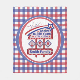 Personlig USA 250 – Patriotisk Retro Marquee Fleecefilt