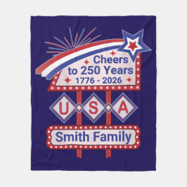 Personlig USA 250 – Patriotisk Retro Marquee Fleecefilt