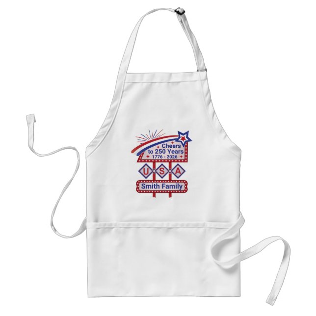 Personlig USA 250 – Patriotisk Retro Marquee Förkläde (Framsidan)