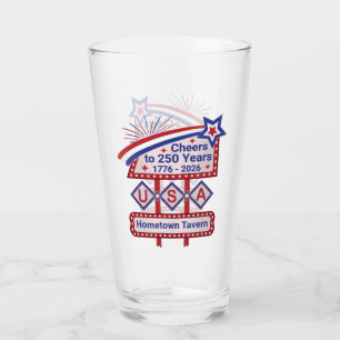 Personlig USA 250 – Patriotisk Retro Marquee Glaskopp