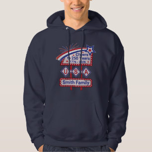 Personlig USA 250 – Patriotisk Retro Marquee Hoodie