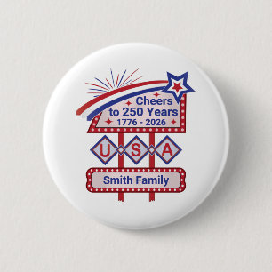 Personlig USA 250 – Patriotisk Retro Marquee Knapp