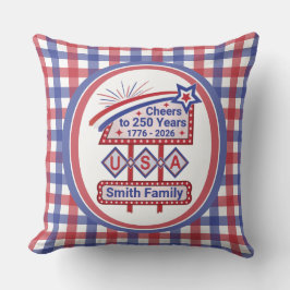 Personlig USA 250 – Patriotisk Retro Marquee Kudde