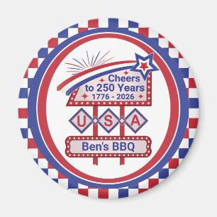 Personlig USA 250 – Patriotisk Retro Marquee Magnet