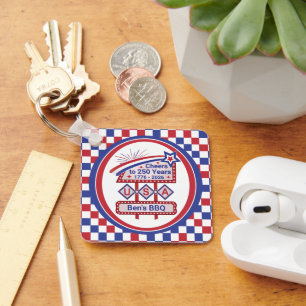 Personlig USA 250 – Patriotisk Retro Marquee Nyckelring
