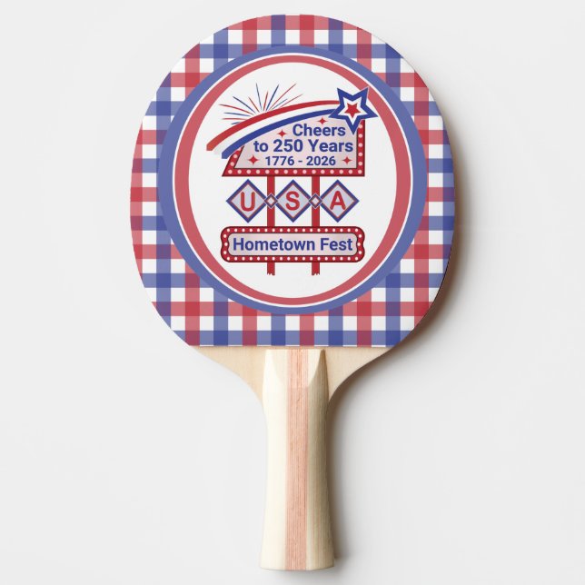 Personlig USA 250 – Patriotisk Retro Marquee Pingisracket (Framsidan)