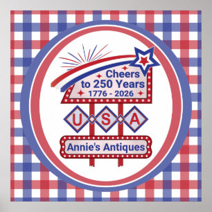 Personlig USA 250 – Patriotisk Retro Marquee Poster