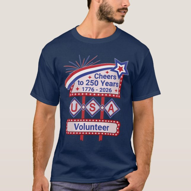 Personlig USA 250–Patriotisk Retro Marquee T Shirt (Framsida)