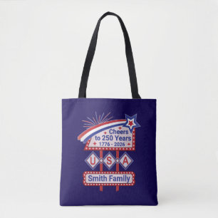 Personlig USA 250–Patriotisk Retro Marquee Tygkasse