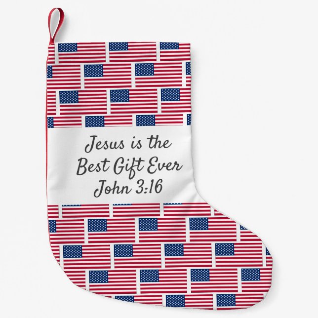 Personlig USA AMERICAN FLAGGA Liten Julstrumpa (Framsidan)