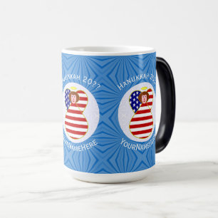 Personlig USA-ängel Hannukafah flagga Magisk Mugg