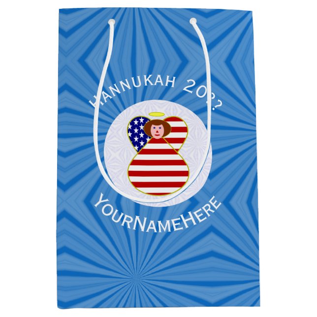 Personlig USA-ängel Hannukaflagga  (Framsidan)