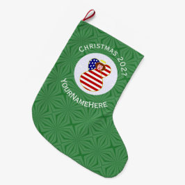 Personlig USA-ängel julflagga rött hår Stor Julstrumpa