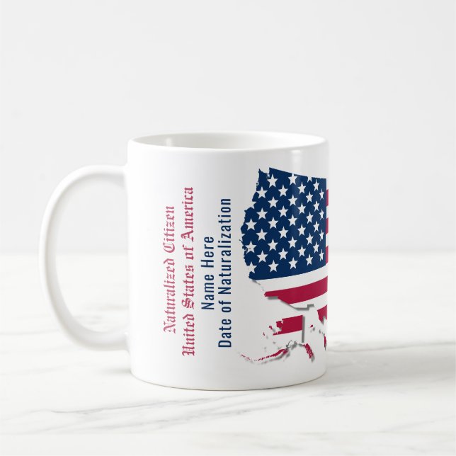 Personlig USA flagga Karta medborgarskapet Namn Kaffemugg (Vänster)