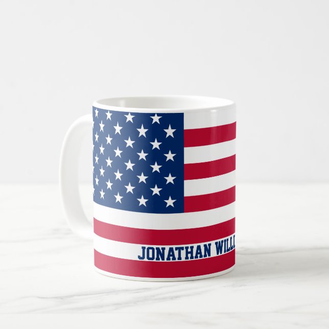 Personlig USA flagga Stars och stripes Kaffemugg (Framsida vänster)