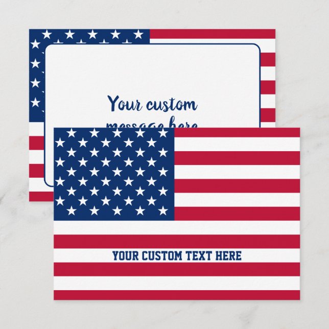 Personlig USA flagga Stars och stripes Tack Kort (Fram/baksida)