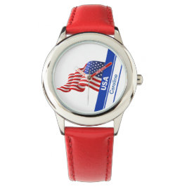 Personlig USA Patriotic Flagga Armbandsur
