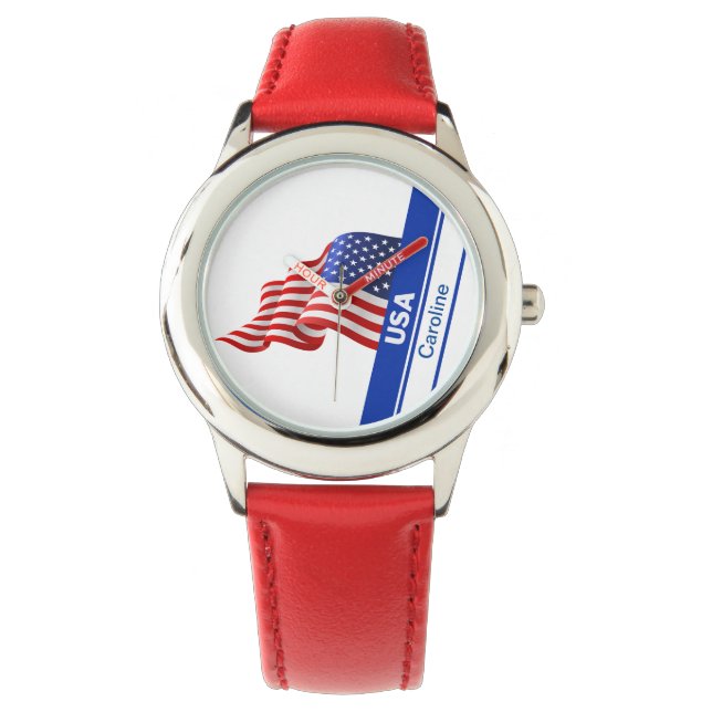 Personlig USA Patriotic Flagga Armbandsur (Framsida)