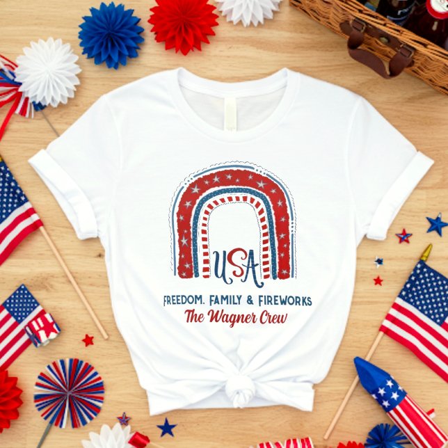 Personlig USA Rainbow Rött vitt blått Patriotic T Shirt (Skapare uppladdad)