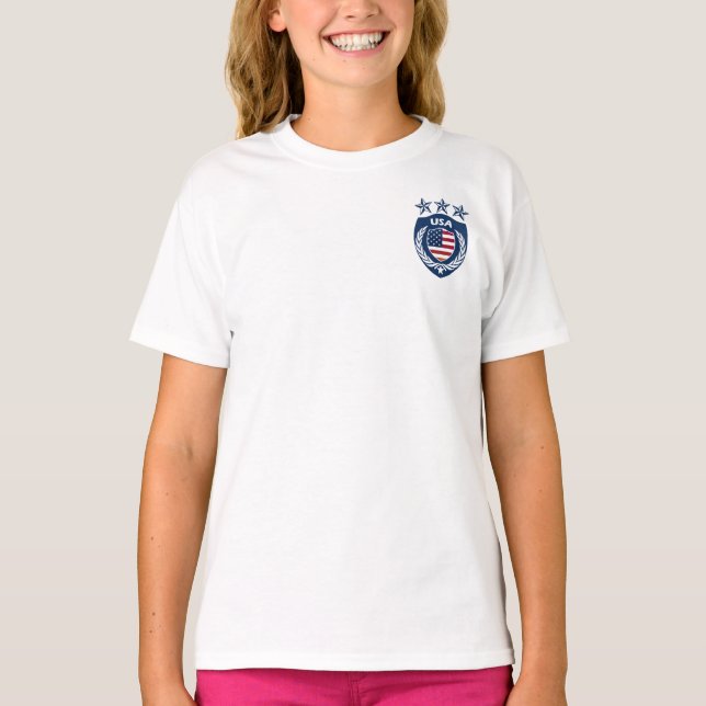 Personlig USA Sport Jersey Girls Ringer T-Shirt (Framsida)