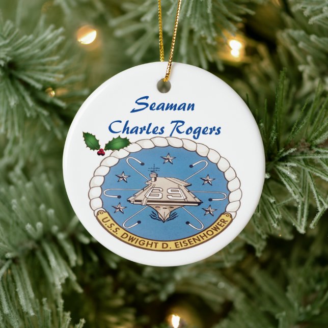 Personlig USS Dwight D Eisenhower CVN 69 Julgransprydnad Keramik (Träd)
