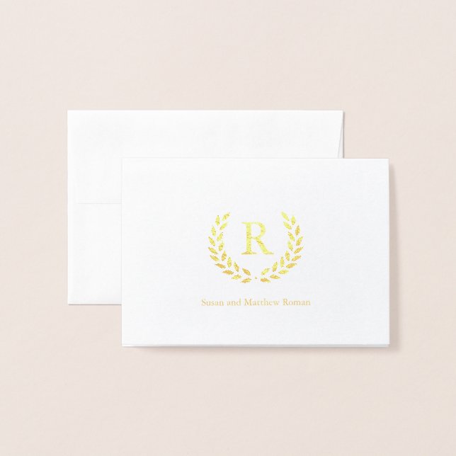 Personlig Utandning Monogram Initial, Foil Folierat Kort (Framsida med kuvert)