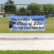 Personlig utanför Studenten-banderollen Blå himmel