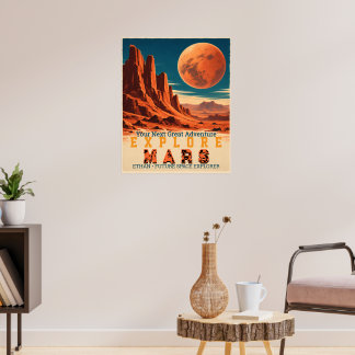 Personlig Utforska Mars Vintage Retro Rymden Poster