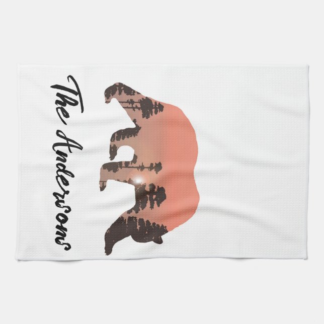 Personlig Utomhusfack Silhouette Kökshandduk (Horisontell)